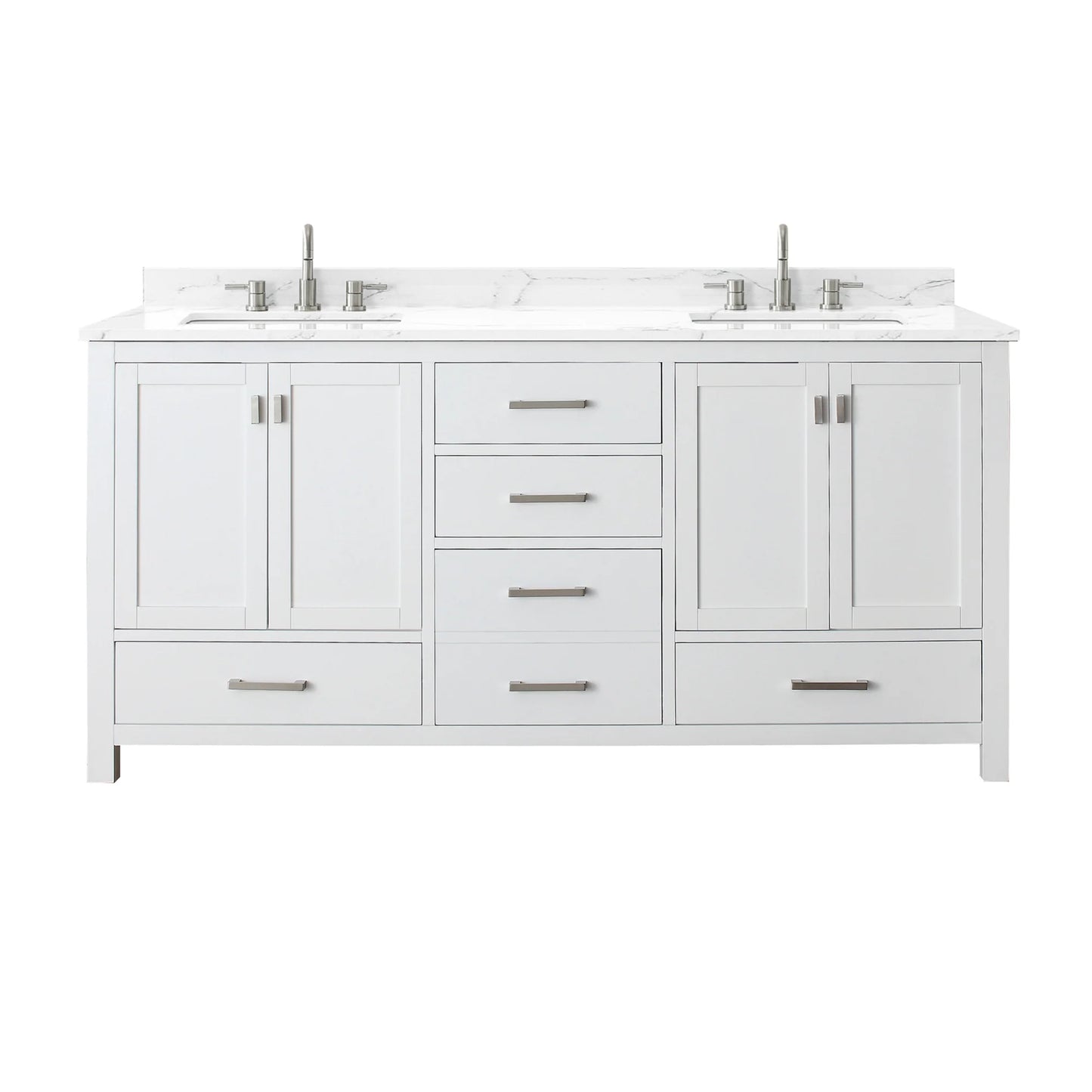 Modero 72" Freestanding Bathroom Vanity with Stone Top and Vitreous China Undermount Sinks