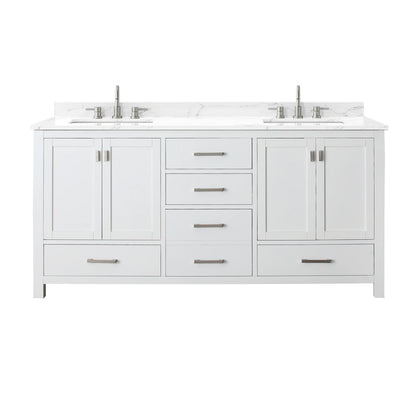 Modero 72" Freestanding Bathroom Vanity with Stone Top and Vitreous China Undermount Sinks