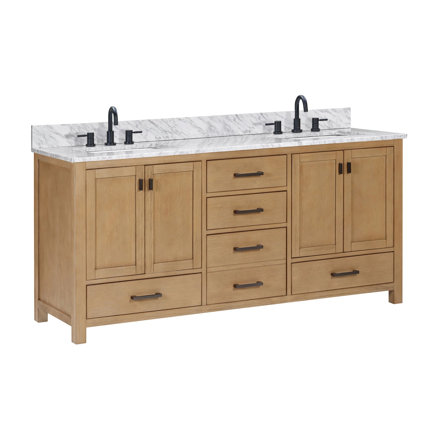 Modero 72" Freestanding Bathroom Vanity with Stone Top and Vitreous China Undermount Sinks