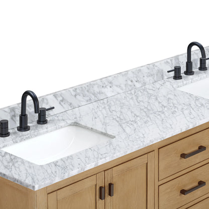 Modero 72" Freestanding Bathroom Vanity with Stone Top and Vitreous China Undermount Sinks