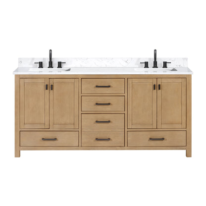 Modero 72" Freestanding Bathroom Vanity with Stone Top and Vitreous China Undermount Sinks