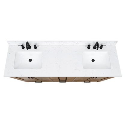 Modero 72" Freestanding Bathroom Vanity with Stone Top and Vitreous China Undermount Sinks