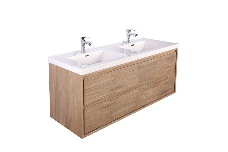 Sage 48" Wall Mounted Bathroom Vanity with Reinforced Acrylic Integrated Sink Top