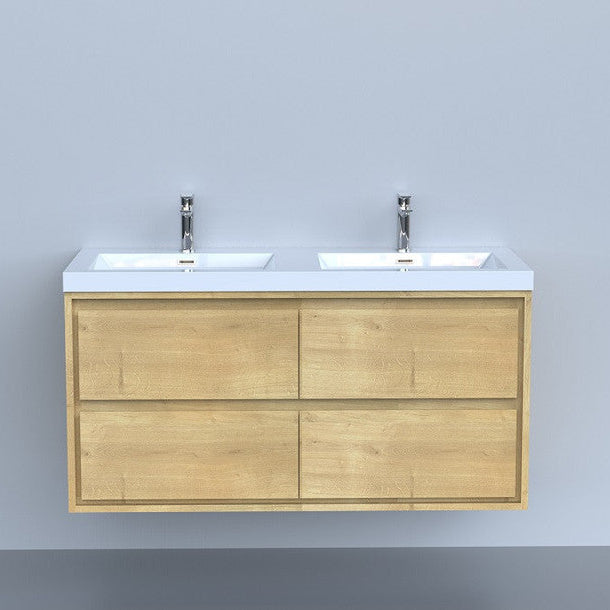 Sage 48" Wall Mounted Bathroom Vanity with Reinforced Acrylic Integrated Sink Top