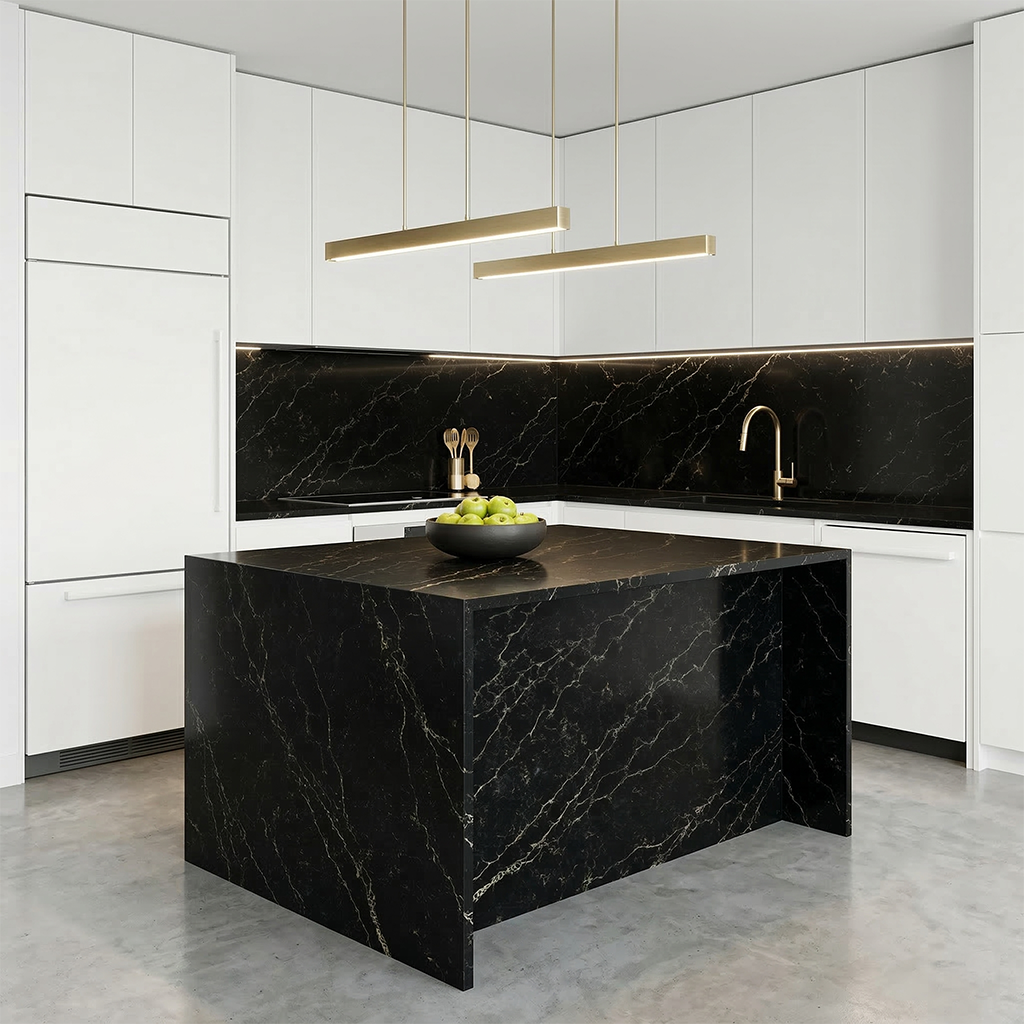 Marmo Black Quartz Slab