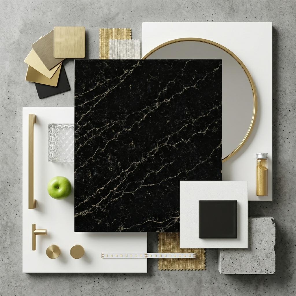 Marmo Black Quartz Slab