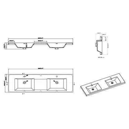 Nobel Integrated Acrylic Sink Top Vanity Top