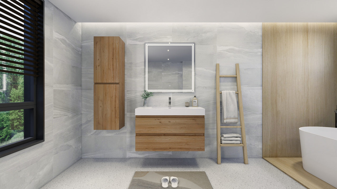 Fortune 42" Wall Mounted Bathroom Vanity with Reinforced Acrylic Integrated Sink Top