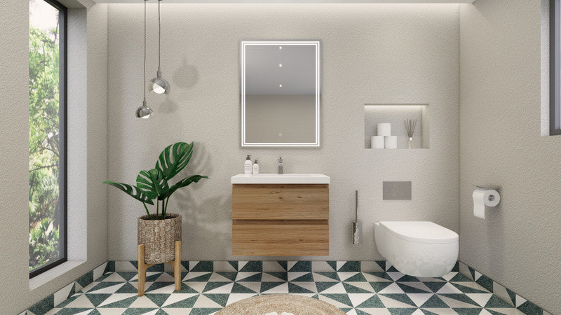 Bohemia Lina 30" Wall Mounted Bathroom Vanity with Reinforced Acrylic Integrated Sink Top
