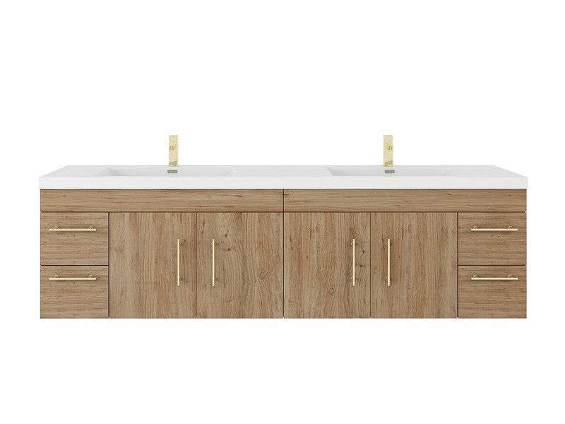Elsa 72" Wall Mounted Bathroom Vanity with Reinforced Acrylic Integrated Sink Top