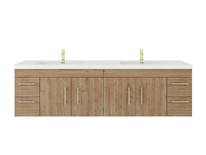 Elsa 72" Wall Mounted Bathroom Vanity with Reinforced Acrylic Integrated Sink Top
