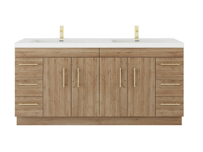 Elsa 72" Freestanding Bathroom Vanity with Reinforced Acrylic Integrated Sink Top