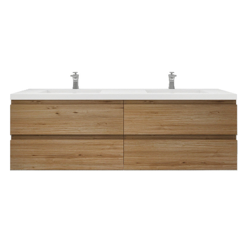 Bohemia Lina 72" Wall Mounted Bathroom Vanity with Reinforced Acrylic Integrated Sink Top