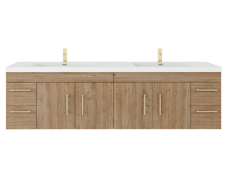 Elsa 84" Wall Mounted Bathroom Vanity with Reinforced Acrylic Integrated Sink Top