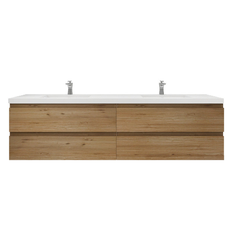Bohemia Lina 84" Wall Mounted Bathroom Vanity with Reinforced Acrylic Integrated Sink Top