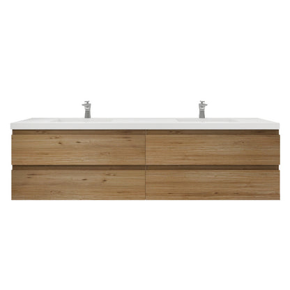 Bohemia Lina 84" Wall Mounted Bathroom Vanity with Reinforced Acrylic Integrated Sink Top