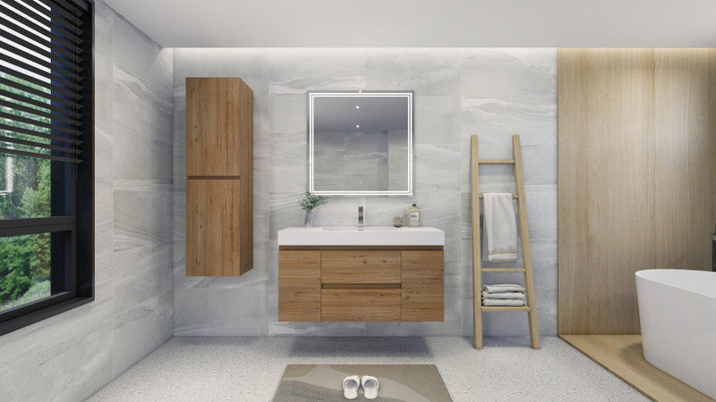 Fortune 48" Wall Mounted Bathroom Vanity with Reinforced Acrylic Integrated Sink Top