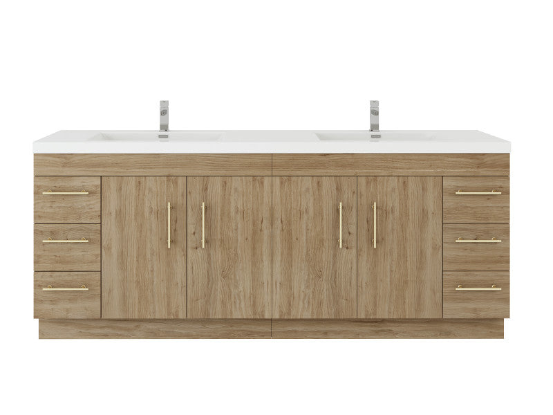 Elsa 84" Freestanding Bathroom Vanity with Reinforced Acrylic Integrated Sink Top
