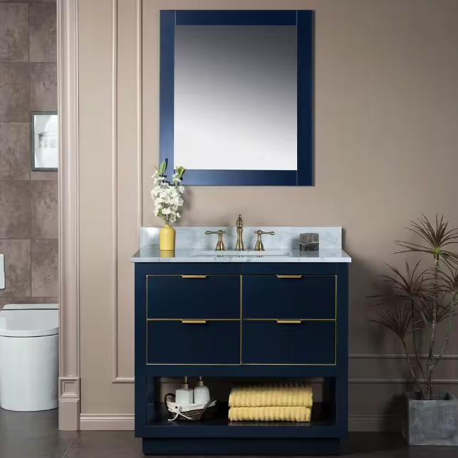 Venice 36" Freestanding Bathroom Vanity with Natural Carrara Marble Top