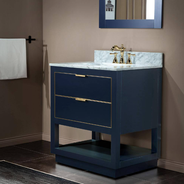 Venice 30" Freestanding Bathroom Vanity with Natural Carrara Marble Top