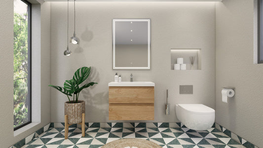 Bohemia Lina 30" Wall Mounted Bathroom Vanity with Reinforced Acrylic Integrated Sink Top
