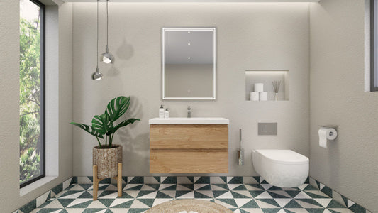 Bohemia Lina 36" Wall Mounted Bathroom Vanity with Reinforced Acrylic Integrated Sink Top