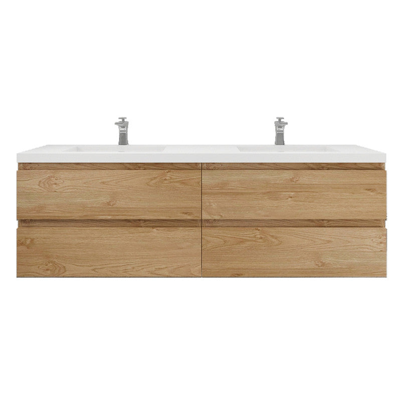 Bohemia Lina 72" Wall Mounted Bathroom Vanity with Reinforced Acrylic Integrated Sink Top
