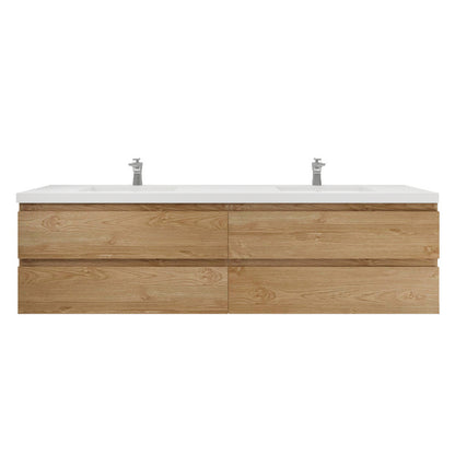 Bohemia Lina 84" Wall Mounted Bathroom Vanity with Reinforced Acrylic Integrated Sink Top