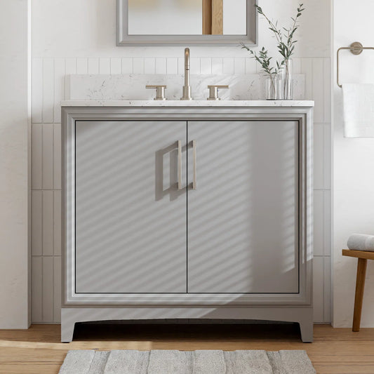 [CLEARANCE] Greentouch Home Norbeck Ellen DeGeneres Light Grey 36" Bathroom Vanity [BASE ONLY]