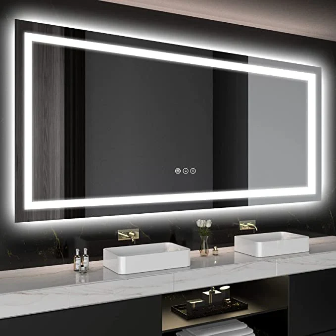 [CLEARANCE] 96"W x 36"H Borealis LED Mirror with Adjustable Light Settings and Anti-Fog Function