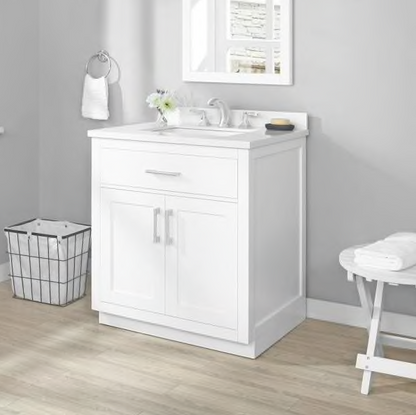 [CLEARANCE] OVE Decors Bailey White 30” Bathroom Vanity [BASE ONLY]