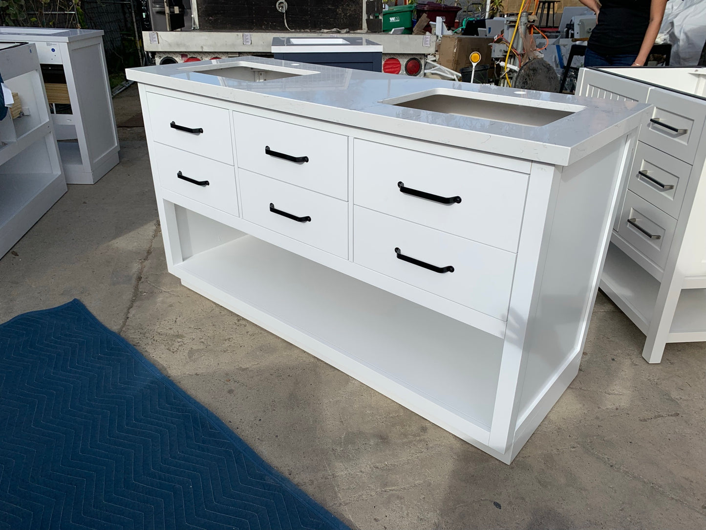 [CLEARANCE] OVE Decors Carran White 60" Bathroom Vanity [BASE ONLY]