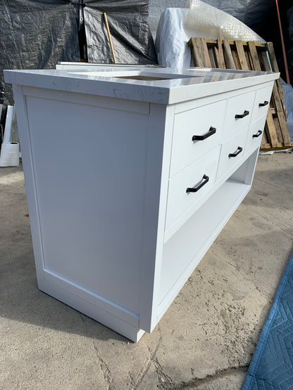 [CLEARANCE] OVE Decors Carran White 60" Bathroom Vanity [BASE ONLY]