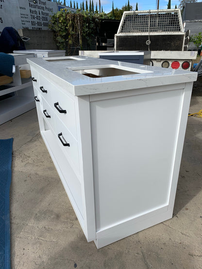 [CLEARANCE] OVE Decors Carran White 60" Bathroom Vanity [BASE ONLY]