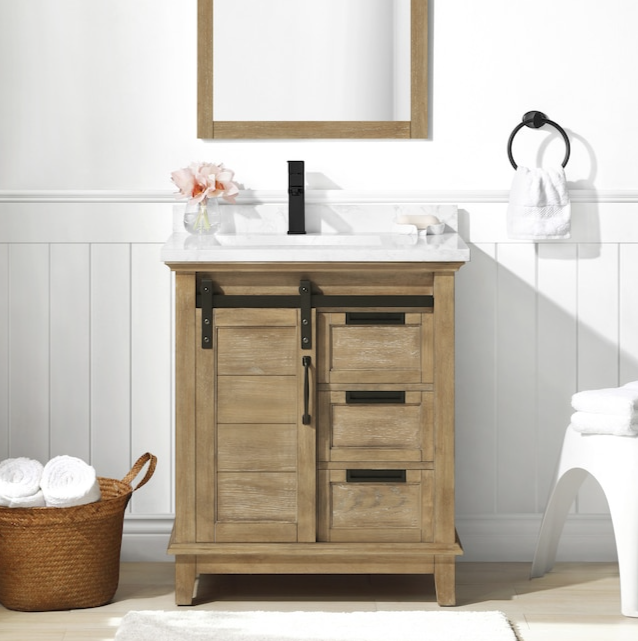 [CLEARANCE] OVE Decors Edenderry Rustic Almond 30” Bathroom Vanity [BASE ONLY]