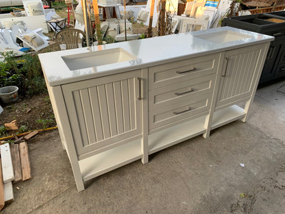 [CLEARANCE] OVE Decors Martha Stewart Esteban White 72” Bathroom Vanity [BASE ONLY]