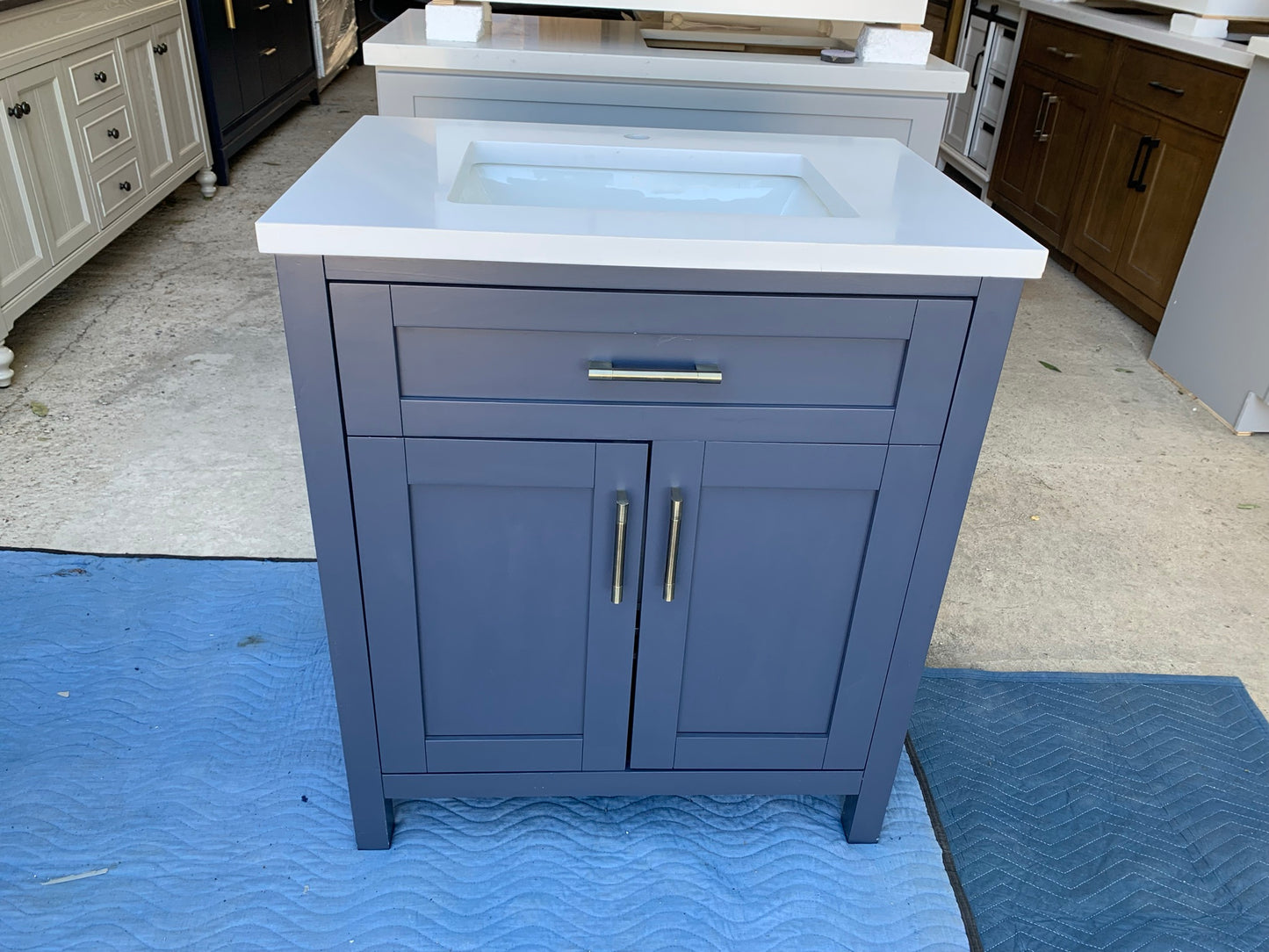 [CLEARANCE] OVE Decors Tahoe Midnight Blue 30” Bathroom Vanity [BASE ONLY]