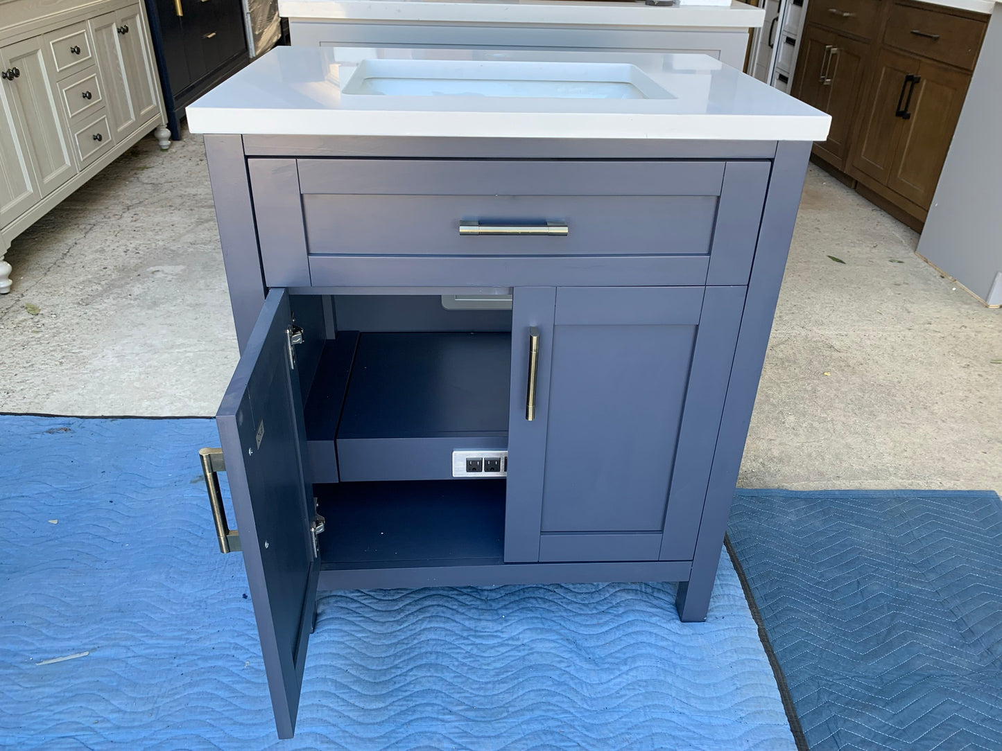 [CLEARANCE] OVE Decors Tahoe Midnight Blue 30” Bathroom Vanity [BASE ONLY]
