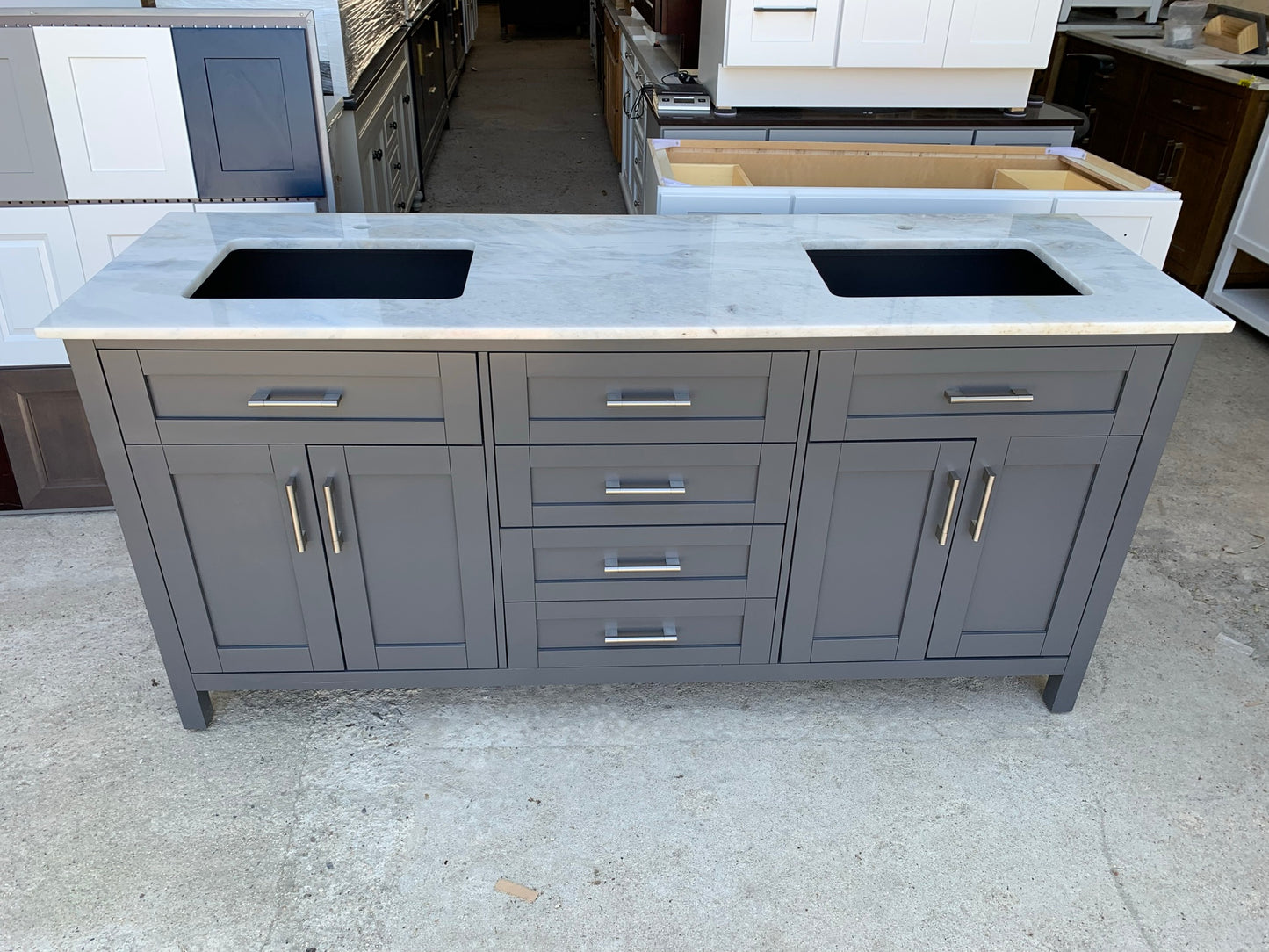 [CLEARANCE] OVE Decors Tahoe Charcoal Grey 72” Bathroom Vanity [BASE ONLY]