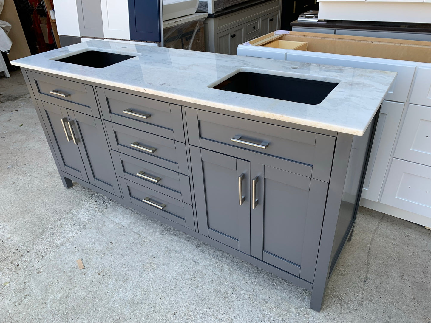 [CLEARANCE] OVE Decors Tahoe Charcoal Grey 60" Bathroom Vanity [BASE ONLY]