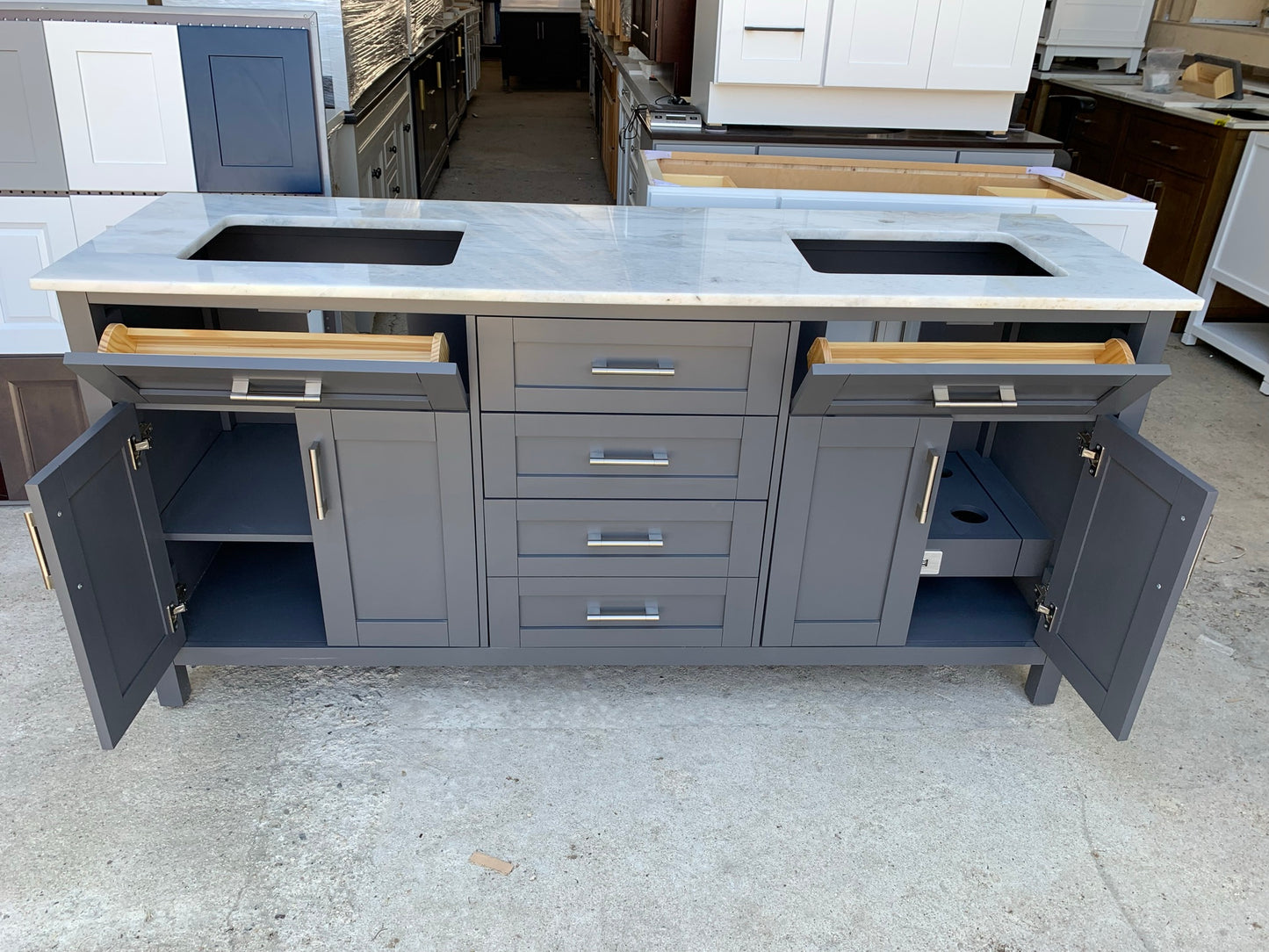 [CLEARANCE] OVE Decors Tahoe Charcoal Grey 60" Bathroom Vanity [BASE ONLY]