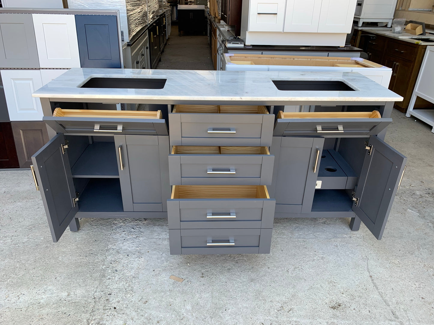 [CLEARANCE] OVE Decors Tahoe Charcoal Grey 60" Bathroom Vanity [BASE ONLY]
