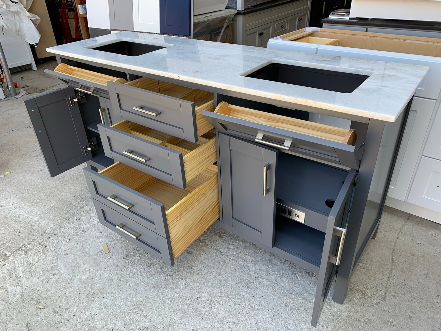 [CLEARANCE] OVE Decors Tahoe Charcoal Grey 60" Bathroom Vanity [BASE ONLY]