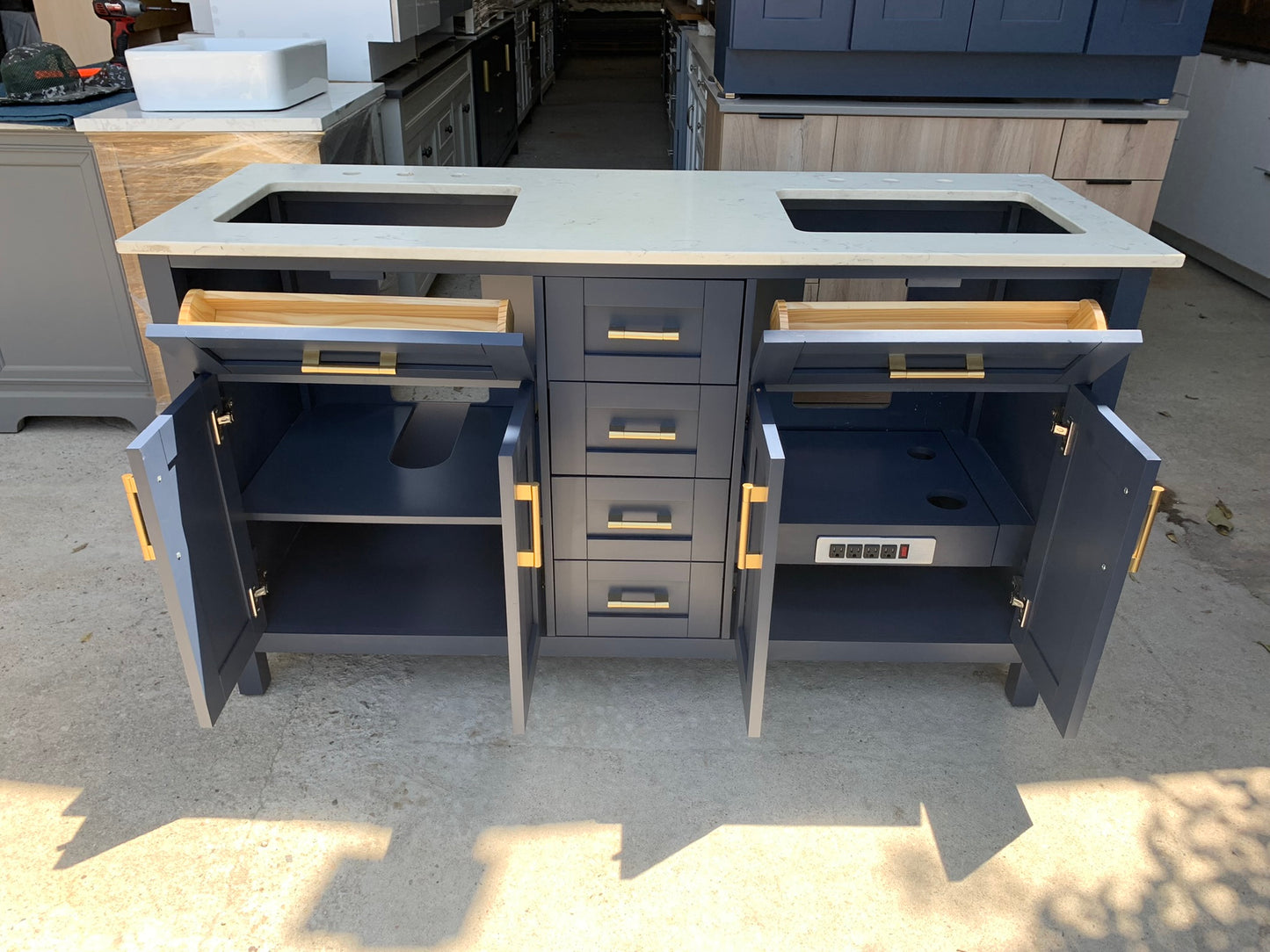 [CLEARANCE] OVE Decors Tahoe Midnight Blue 72” Bathroom Vanity [BASE ONLY]