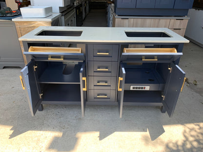 [CLEARANCE] OVE Decors Tahoe Midnight Blue 72” Bathroom Vanity [BASE ONLY]