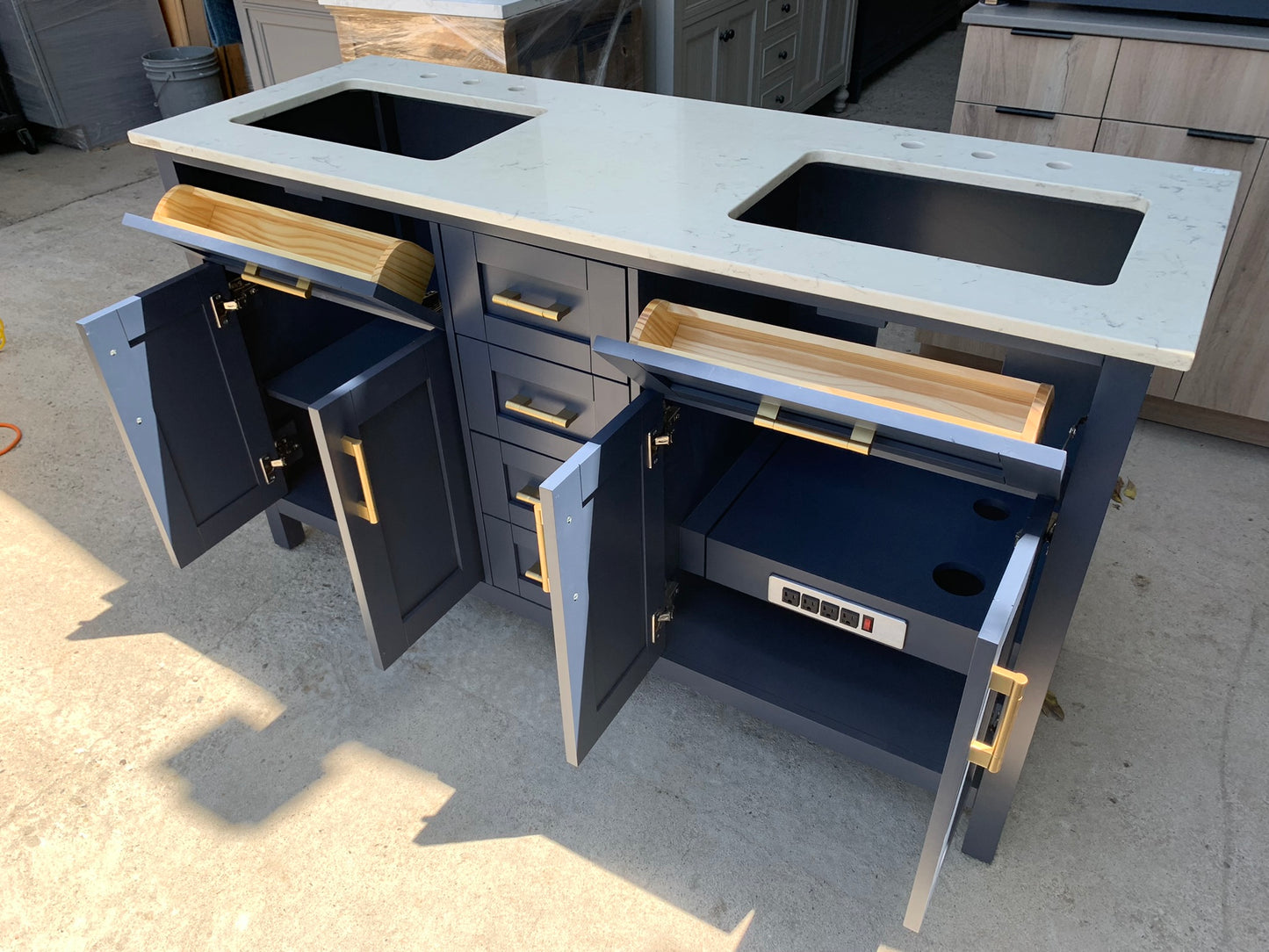 [CLEARANCE] OVE Decors Tahoe Midnight Blue 60" Bathroom Vanity [BASE ONLY]