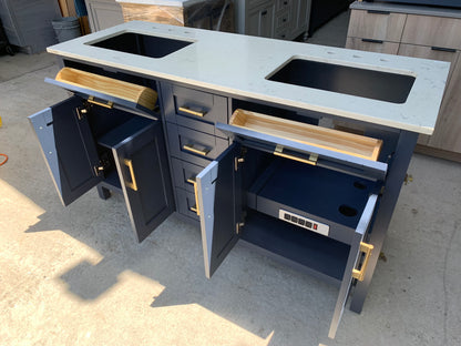 [CLEARANCE] OVE Decors Tahoe Midnight Blue 60" Bathroom Vanity [BASE ONLY]
