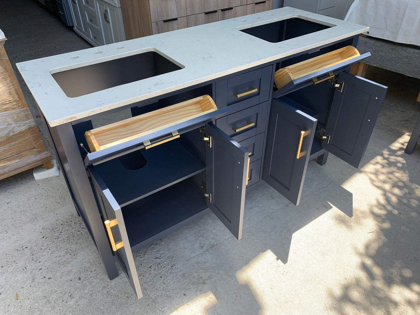 [CLEARANCE] OVE Decors Tahoe Midnight Blue 60" Bathroom Vanity [BASE ONLY]