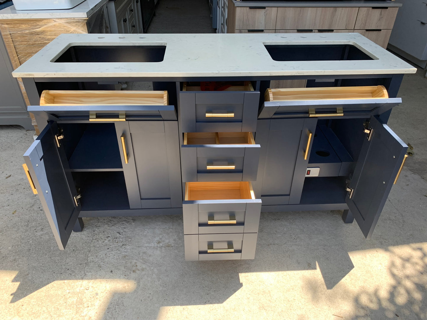 [CLEARANCE] OVE Decors Tahoe Midnight Blue 72” Bathroom Vanity [BASE ONLY]