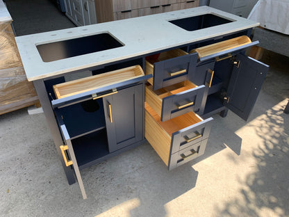 [CLEARANCE] OVE Decors Tahoe Midnight Blue 60" Bathroom Vanity [BASE ONLY]